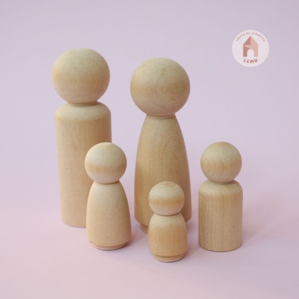 Personitas Peg Dolls x 5 con bolsita de lienzo