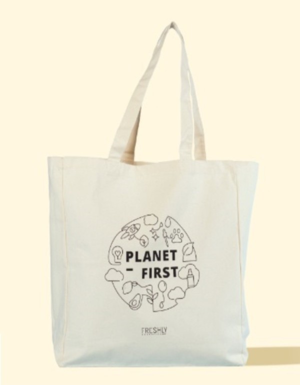 Tote bag con base  / Bolsa reusable Impresa 100 % algodón