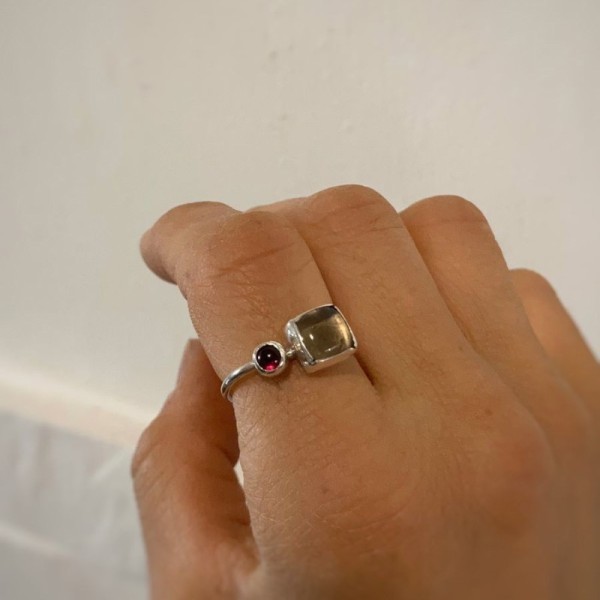 Anillo Duo Cuarzo Granate