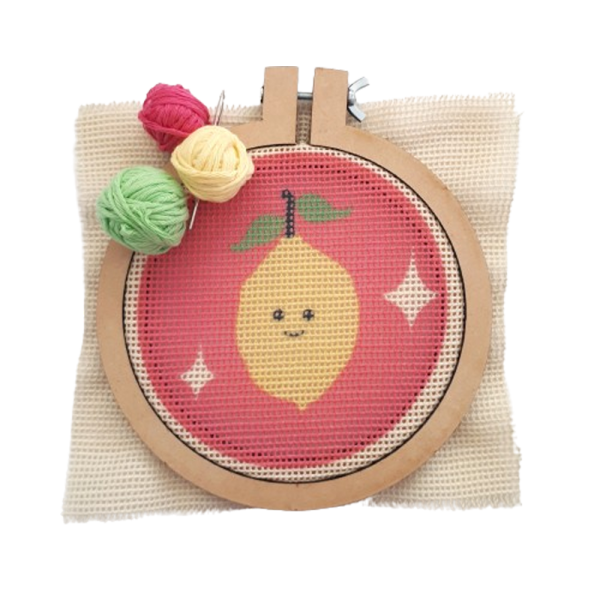 KIT PARA BORDAR EN CAÑAMAZO CON BASTIDOR - FRUTAS