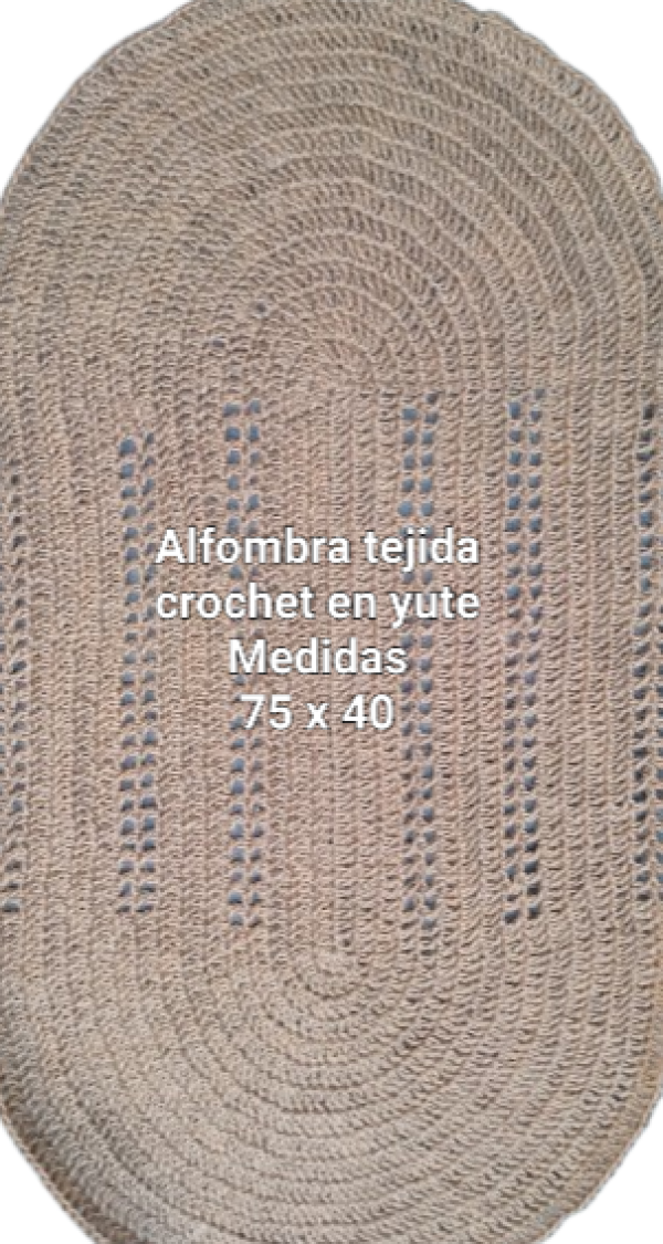 Alfombra oval tejida crochet en yute a