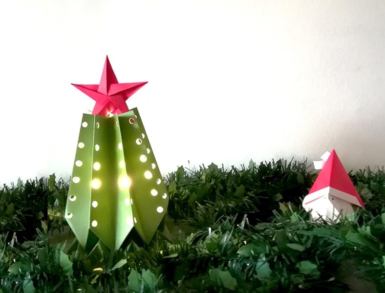 Arbolito De Navidad Modelo Niklaus / Lámpara de Papel Técnica Origami