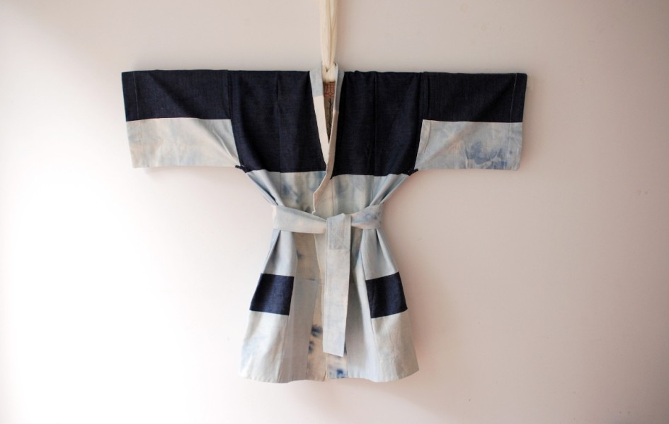 Kimono Bata Robe Jean Forrado Tela Estampada a Mano