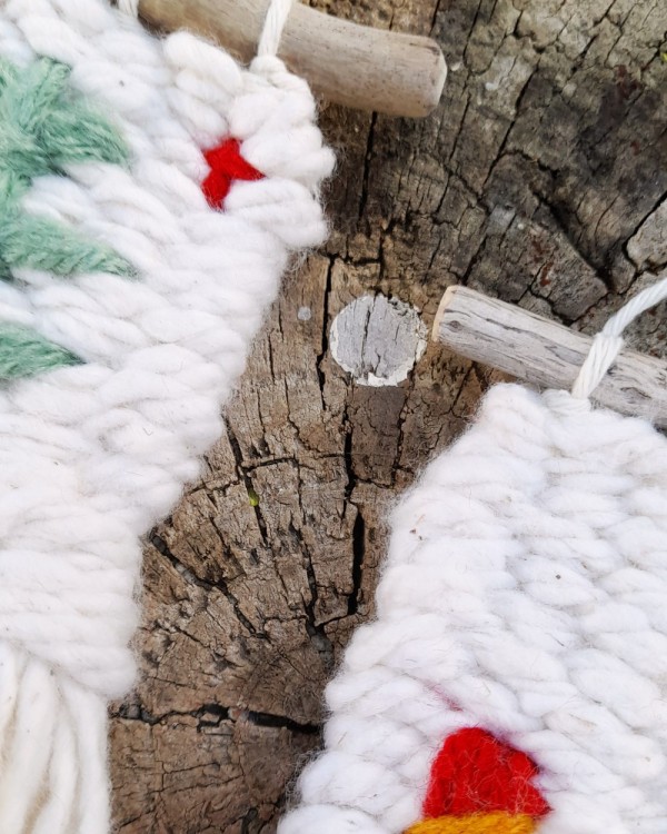 Box Set adornos navideños mini tapices bordados x 4 - 8x10 cm.