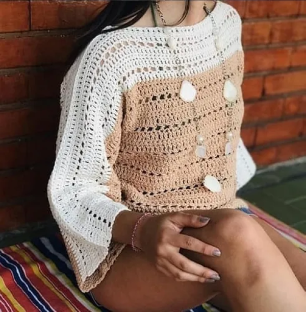 Sweter Artesanal Crochet Hilo De Algodón