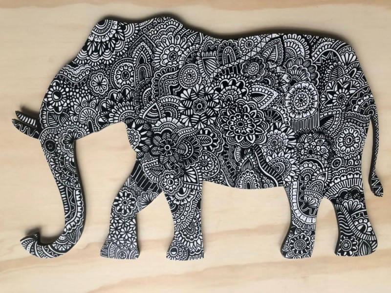Elefante con Zentangle