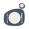 Individual De Mesa Stone Cuero Reciclado Duradero Azul petróleo