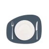 Individual De Mesa Stone Cuero Reciclado Duradero Azul petróleo