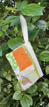 Cartuchera patchwork verde y naranja