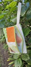 Cartuchera patchwork verde y naranja
