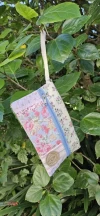 Cartuchera patchwork celeste y rosa