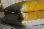 Almohadon Decorativo Tusor Combinado Mostaza